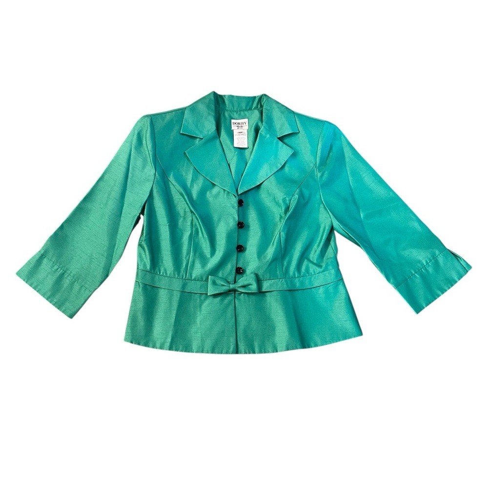 Vintage green bow blazer, peplum bottom, 10P